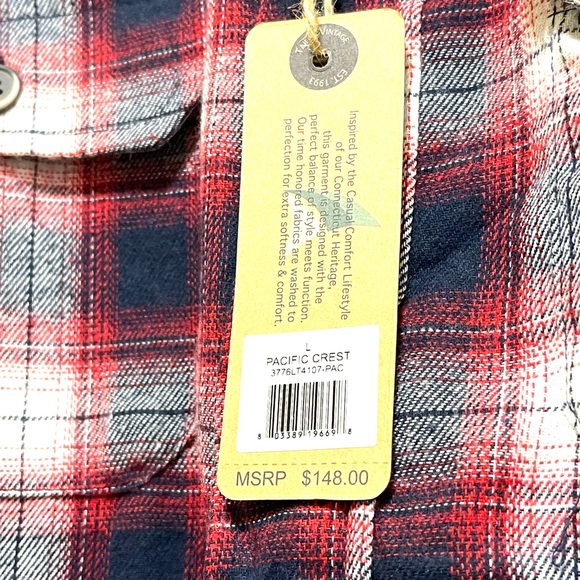 TAILOR VINTAGE PLAID FLANNEL SHIRT JACKET LINED WITH PLUSH SHERPA RED COLOR SZ L - Picture 6 of 13